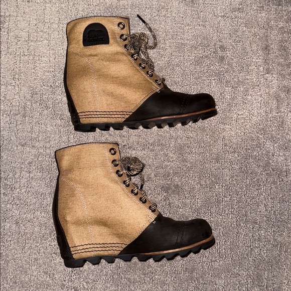 Sorel Two Toned Lace Up Boots Women’s Size 9.5 Winter Brown/Black Good Condition - Picture 4 of 11